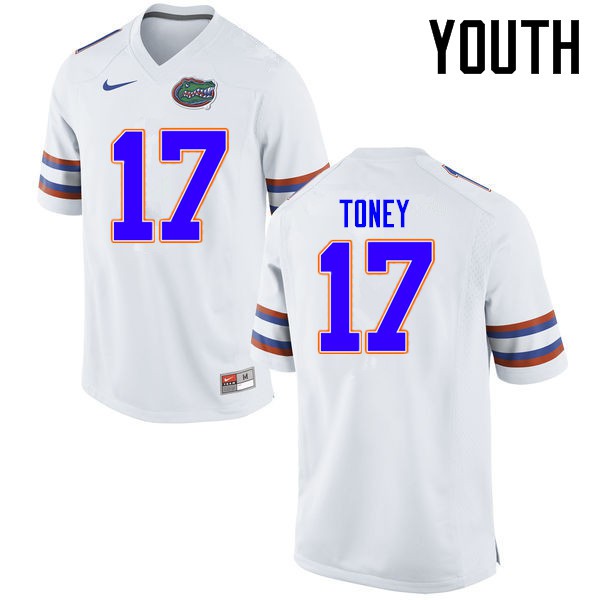 Florida Gators Youth #17 Kadarius Toney College Football Jersey White